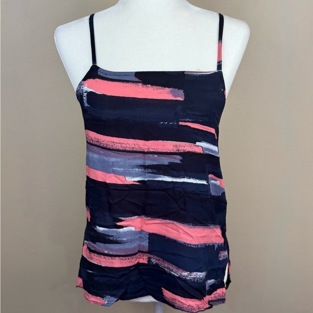 Splendid Maritime Cami Top Navy Blue Pink Abstract Print - Picture 2 of 6
